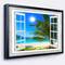 Designart - Window Open to Beach with Palm - Extra Large Seashore Framed Canvas Art